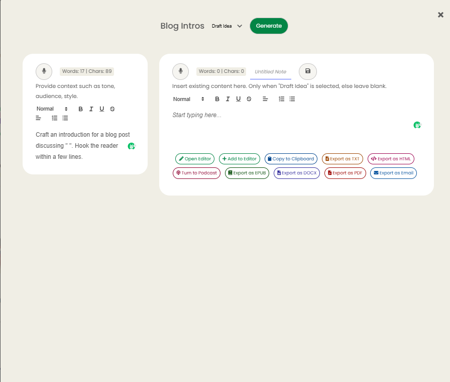 Modèle d'introduction de blog IA, appuyez pour ouvrir