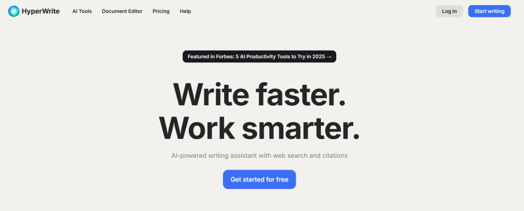 Hyperwrite açılış sayfası