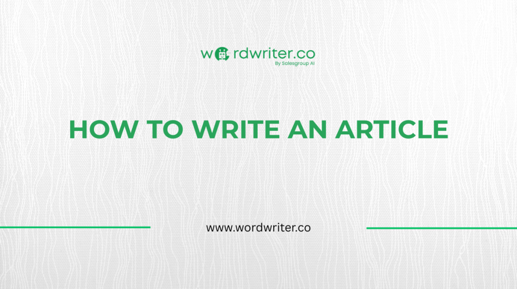 How to write an article