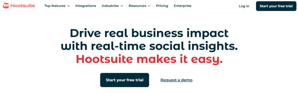 Pagina di destinazione di Hootsuite