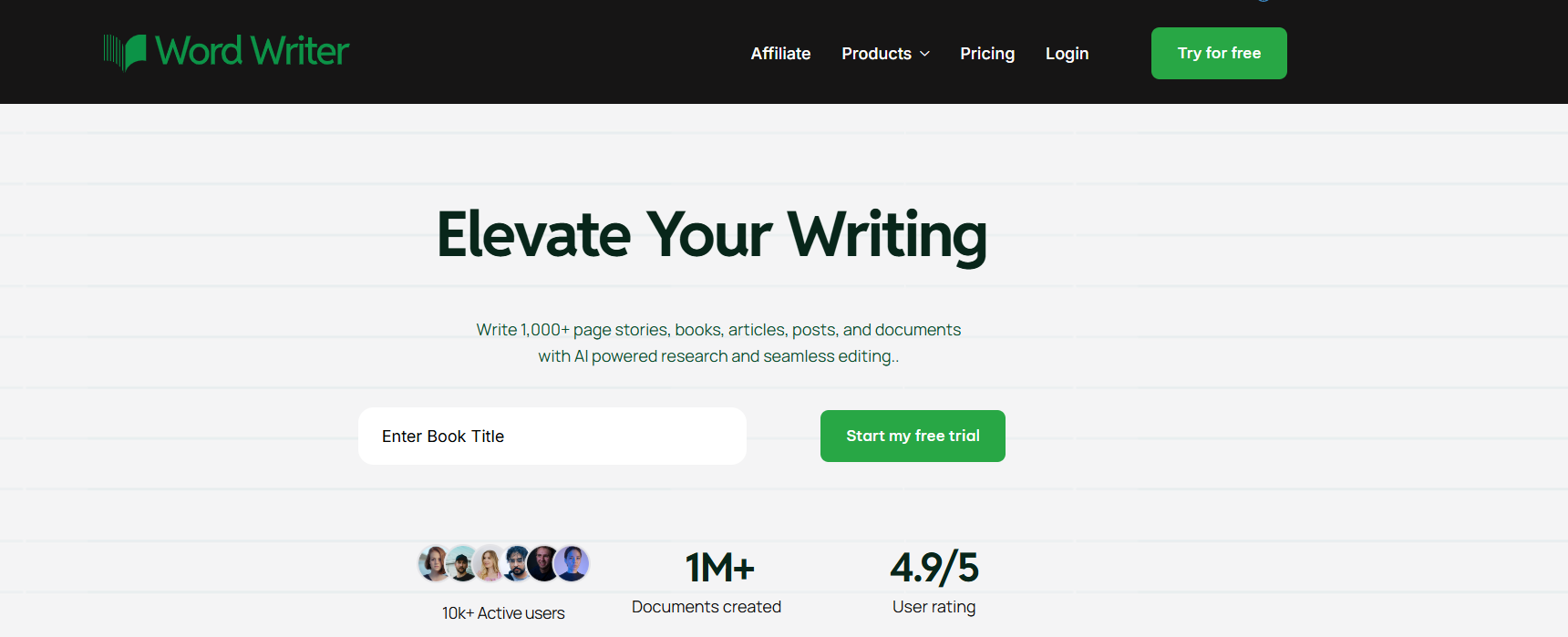 pagina di destinazione del wordwriter