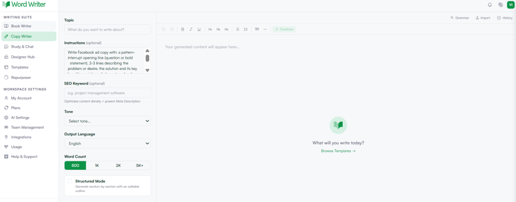 Facebook reklam metni açılış sayfası