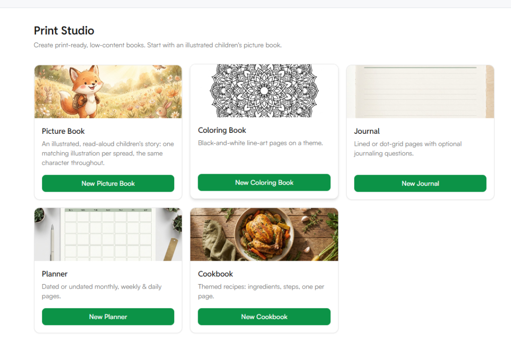 print studio dashboard